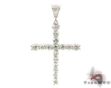 White gold crucifix pendant with prong-set diamonds on men's chain