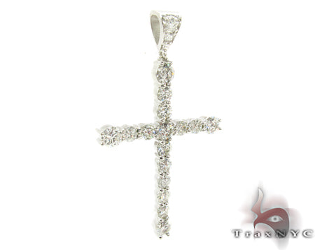 18K Gold Prong Diamond Cross Crucifix, photo 2 of 8