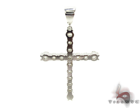 18K Gold Prong Diamond Cross Crucifix, photo 4 of 8