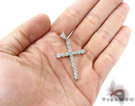 18K Gold Prong Diamond Cross Crucifix, photo 6 of 8