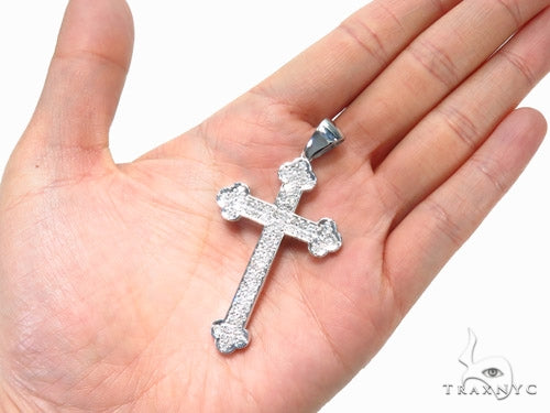 14K Gold Prong Diamond Cross Crucifix, photo 5 of 7
