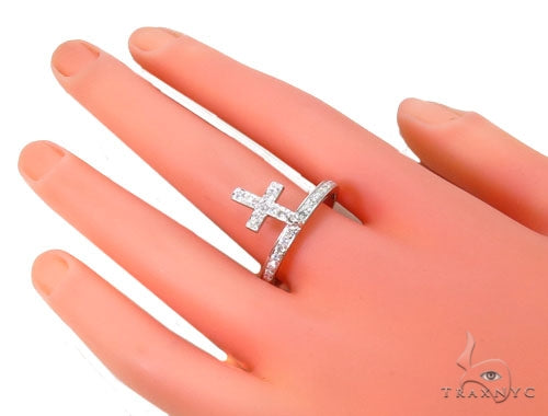 Prong Diamond Cross Crucifix Ring 39754 - Image 9