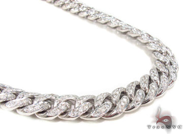 10K white gold diamond at 11mm, 30-inch length, mirror finish