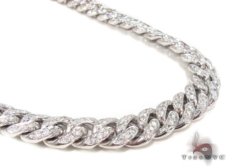 10K white gold diamond at 11mm, 30-inch length, mirror finish