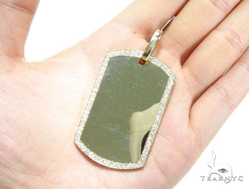 14K Gold Prong Diamond Dog Tag, photo 7 of 7