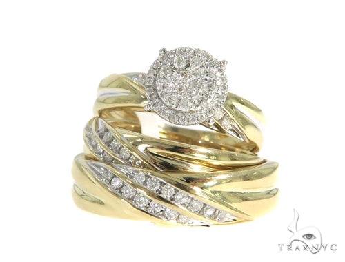 Prong Diamond Engagement Couple Ring Set 43999 - Image 2