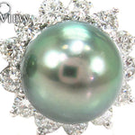 Prong Diamond Green Pearl  Earrings 32065 - Image 3