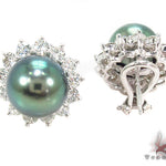 Prong Diamond Green Pearl  Earrings 32065 - Image 4