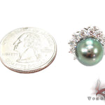 Prong Diamond Green Pearl  Earrings 32065 - Image 5