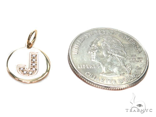 14K Gold Prong Diamond Initial 'J' Pendant, photo 5 of 13