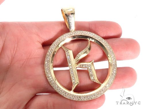 10K Gold Prong Diamond Initial Letter K Pendant, photo 4 of 6