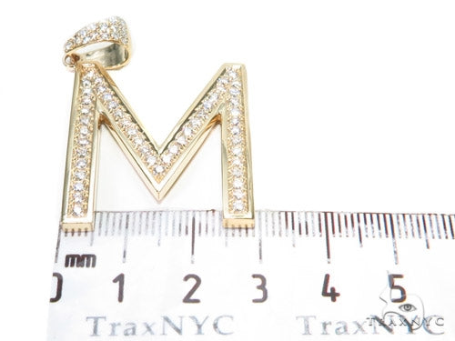 10K Gold Prong Diamond Initial 'M' Pendant, photo 6 of 8