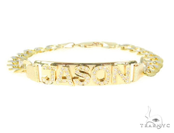 Men's ID bracelet with prong-set round diamonds along the plate
