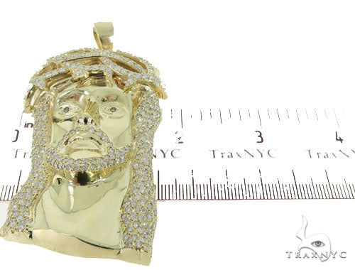 10K Gold Prong Diamond Jesus Pendant, photo 6 of 7