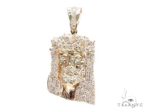 14K Gold Prong Diamond Jesus Piece, photo 2 of 7