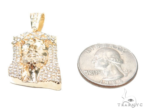14K Gold Prong Diamond Jesus Piece, photo 5 of 7