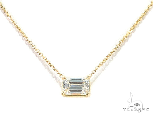 Diamond necklace with prong-set emerald-cut stones