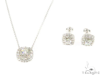 Prong Diamond Necklace and Earrings Set 45107 - Image 1