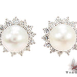 Prong Diamond Pearl Earrings 32064 - Image 1