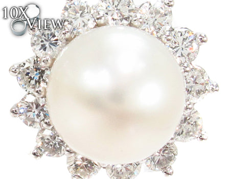 Prong Diamond Pearl Earrings 32064 - Image 3
