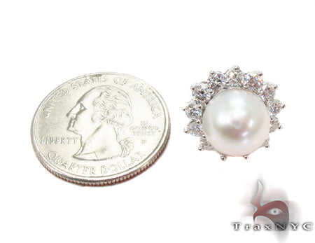 Prong Diamond Pearl Earrings 32064 - Image 5