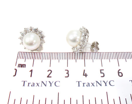 Prong Diamond Pearl Earrings 32064 - Image 6