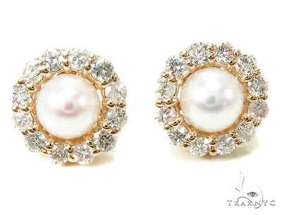 Prong Diamond Pearl Earrings 36949 - Image 1
