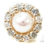 Prong Diamond Pearl Earrings 36949 - Image 2