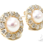 Prong Diamond Pearl Earrings 36949 - Image 3