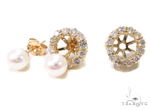 Prong Diamond Pearl Earrings 36949 - Image 5