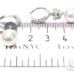 Prong Diamond Pearl Hoop Earrings 42319 - Image 7