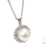 Prong Diamond Pearl Necklace 37699 - Image 3