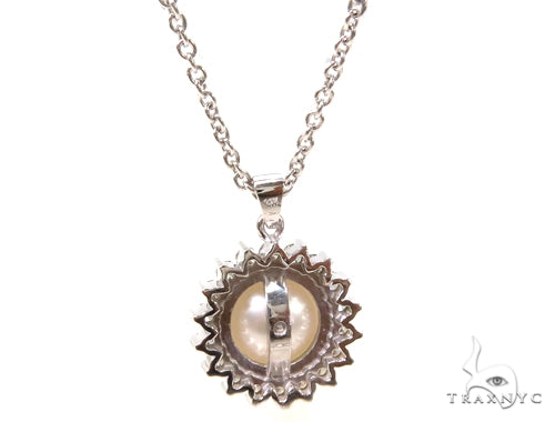 Prong Diamond Pearl Necklace 37699 - Image 4