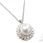 Prong Diamond Pearl Necklace 37699 - Image 5