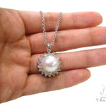 Prong Diamond Pearl Necklace 37699 - Image 8