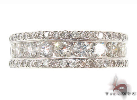 White gold custom men’s eternity band with channel-set round diamonds in three rows