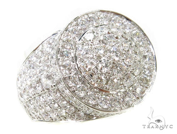 Men's prong set diamond ring in 14k white gold – front-facing view showing open prong settings and round stones