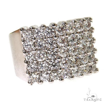 Men's prong-set round diamond ring – multi-stone setting, front view