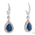Prong Diamond & Pear-cut Sapphire Earrings 42436 - Image 2