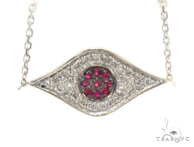 Prong Diamond Ruby Gemstone Necklace 35272 - Image 1