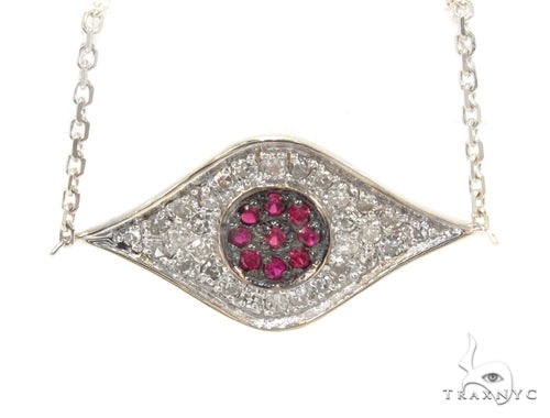 Prong Diamond Ruby Gemstone Necklace 35272 - Image 1