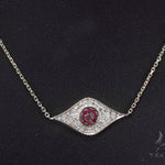 Prong Diamond Ruby Gemstone Necklace 35272 - Image 11