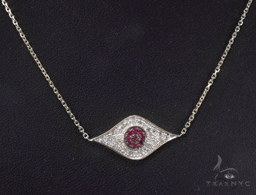 Prong Diamond Ruby Gemstone Necklace 35272 - Image 11