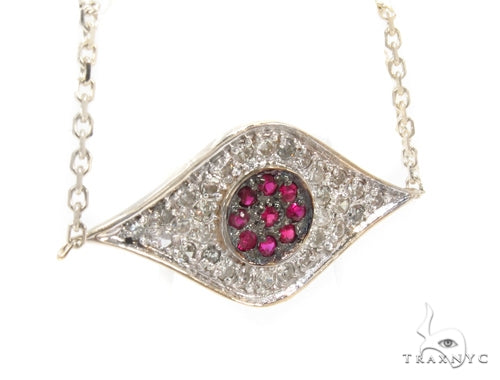 Prong Diamond Ruby Gemstone Necklace 35272 - Image 3