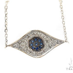 Prong Diamond Sapphire Gemstone Necklace 35273 - Image 1