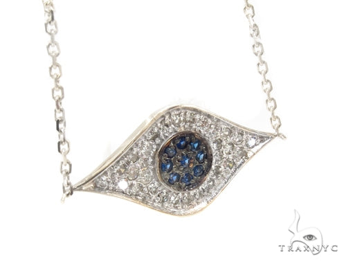 Prong Diamond Sapphire Gemstone Necklace 35273 - Image 3