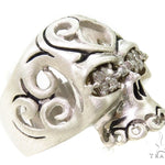 Prong Diamond Skull Silver Ring 37597 - Image 1
