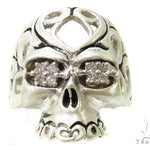 Prong Diamond Skull Silver Ring 37597 - Image 2