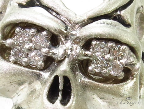 Prong Diamond Skull Silver Ring 37597 - Image 3