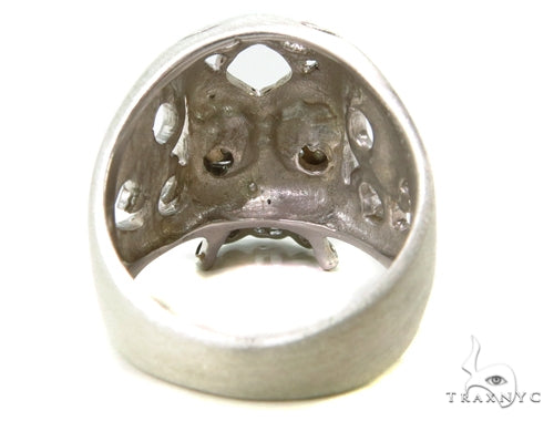 Prong Diamond Skull Silver Ring 37597 - Image 6